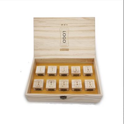 China Recyclable Unique Design 12 Slots Wooden Presentationbox Tea Bag Storage Box for sale