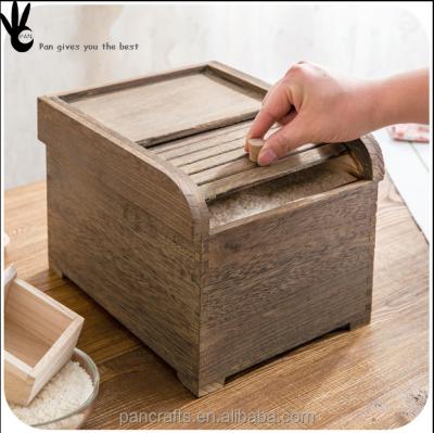 China 2020 Hot Sale Eco-friendly Kitchen Utensils Sustainable Healthy Wooden Rice Storage Container for sale