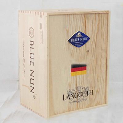 China Large Recycled Materials Christmas Wooden Gift Box With Slipping Lid Unfinished Wooden Packaging Box For Wine Bottle for sale