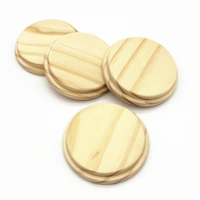 China Pan Customized non refillable logo bamboo wooden lids for jars glass bottles candy jars pine lid wooden lids for jars for sale