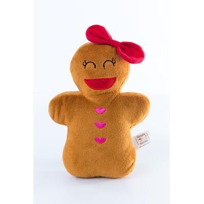 China Limited Time Stocked Shipping Fashionable Plush With Squeaker Machine Embroidery Polyester Fiber Gingerbread Mama Pet Toys for sale