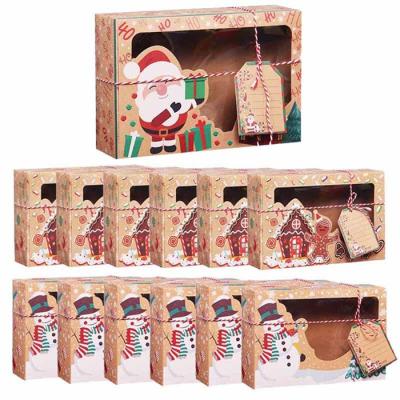 China Recyclable Paper Candy Boxes Clear Christmas Eve Gift Box Window Wrapping Bag Party Decoration Xmas Packaging Cookie Box for sale