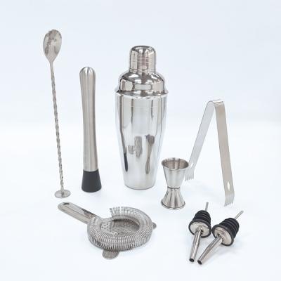 China High Quality Metal Shaker Set Stainless Steel Cocktail Cocktail Shaker New Design Home Wholesale Bar Set 8 Pieces for sale