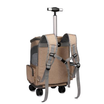 China Viable fashion pet to pet panoramic viewing type rod kits and clear petbackpack pet trolley case for sale