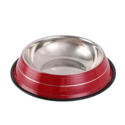 China Stainless Steel Pet Bowl Feeder Pet Bowl Stainless Steel Pet Bowl Silicone Ring At The Bottom for sale