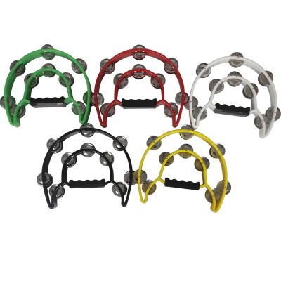 China 2022 Amazon Hot Selling Children's Percussion Orff Drum Double Color Playing Plastic Tambourine Toy for sale