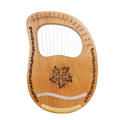 China Promotional Mahogany Hand-carved Classical Musical Instrument To Speak All The Time 16 String Solid Mahogany Portable Harp for sale