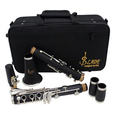 China Music Performance SLADE Hot Selling 17 Multi-Color Woodwind Instrument B Key Flat Nickel Plated Woodwind Clarinet With Reed for sale