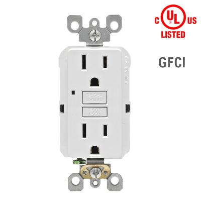 China 15A 125V Duplex GFCI Switch Socket Outlet / GFCI Receptacle Residential / General Purpose Outlet for sale