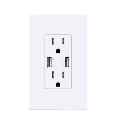 China Residential/General Purpose American Standard 110V USB Wall Outlet Charging Outlet With 2 USB Ports for sale