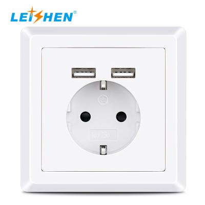 China Residential/General Purpose European USB Wall Socket With Twin USB Outlet EU Wall Socket With Dual USB Ports Smart Plug EU for sale