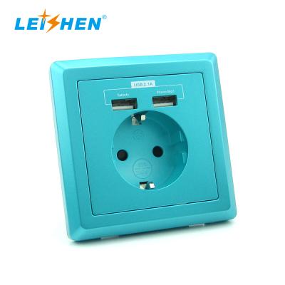 China Residential/Multi-Purpose Good Quality Dual USB Charger Eu Wall Socket Wall USB Socket Euro Euro with factiry price for sale