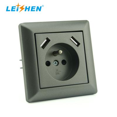 China EU 16A 2-Pin AC Wall Power Socket PC Floor Ground Socket Center Function Single French Flame Retardant Single French USB Wall Socket 16A for sale