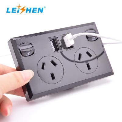 China Two Way Au Socket With Australian Black Silver White USB Power Point Two Way Switch Wall Socket SAA Approved For AU Market for sale