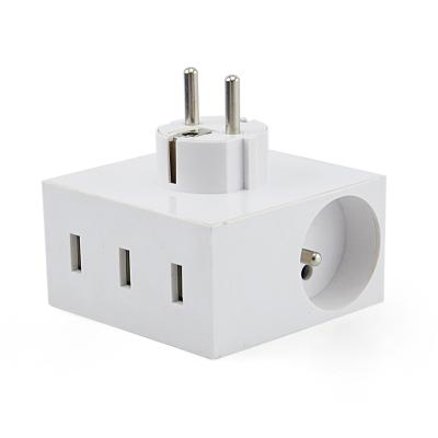 China Residential / General Purpose EU Type USB Wall Socket With 2 Outlet 3 USB Ports For Apple for sale