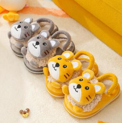 China Plush Rabbit Furry House House Slippers Waterproof Comfortable Warm Slides Waterproof With Cute Tiger FLAT Sandals With Strap For Kids Toddlers for sale