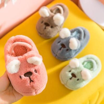 China Novelty Cartoon Dog Cute Breathable Slippers With StrapToddler Cotton Slides Baby Fur Slides With Strap Kids Fur Slippers for sale