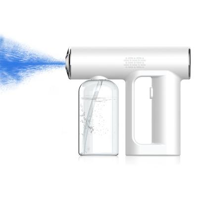 China Electric Pneumatic Portable Wireless Nano Atomizer Disinfection Gun Mist Sprayer Handheld Mist Sprayer Gun with Blue Light for Car Bedroom Home Office for sale