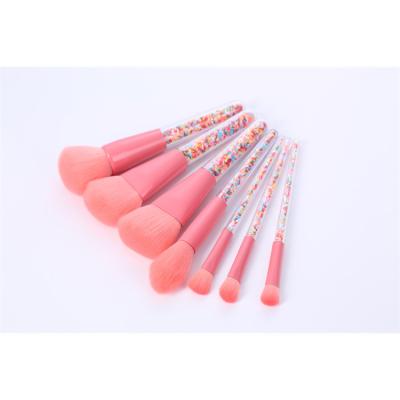 China Factory Wholesale High Quality Flat Brush Makeup Brushes Pink Private Diamond Brush Set 7pcs Plastic Handle Makeup Brush for sale