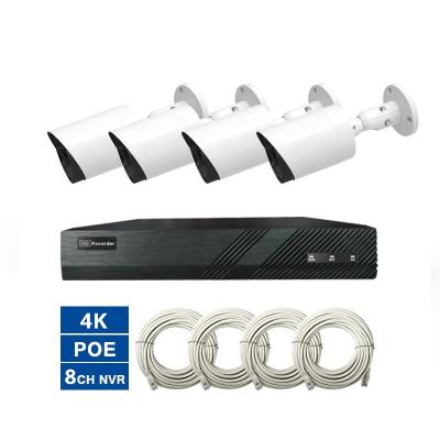 China NIGHT VISION 4K 4CH NVR POE Kit with 4pcs 8MP IP Cameras Waterproof Bullet Network for sale