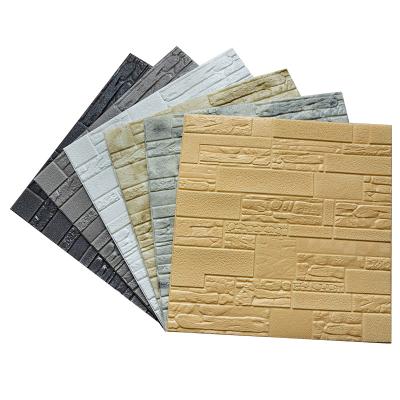 China Plastic PE 3D Foam Wall Paper Embossed Brick Stone Wall Sticker Safety for kids for sale