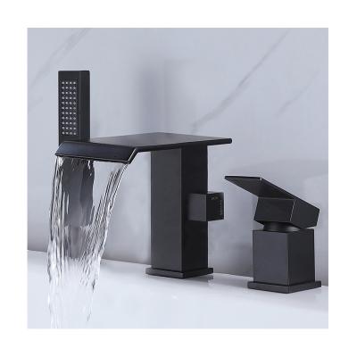 China Without Slide Bar Hotel Bathroom Waterfall Black Bathtub Faucet Bath & Shower Faucets for sale