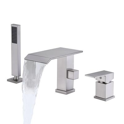 China Without Slide Bar Luxury Design Style Bathtub Waterfall Faucet Shower Set Spout Bathtub Mixer For Bathroom for sale