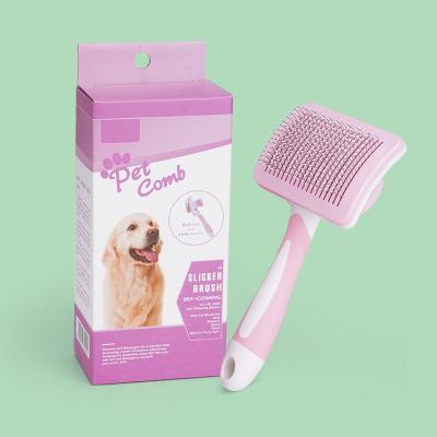 China Wholesale Custom Stocked Pet Grooming Brush Self-cleaning Cat Brush Pet Dog Hair Remover Comb for sale