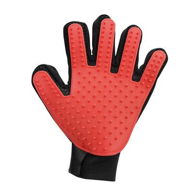 China Custom Stocked Silicone Pet Hair Remover Gloves Pet Grooming Mitt Guantes de mascotas Deshedding Brush Glove With Throw Brush for sale