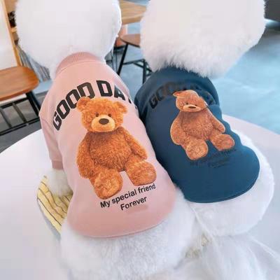 China Autumn Winter Puppy Hoodie Clothing Cute Cartoon Bear T-shirt Cat Sweater Vest With Big Pocket Dog Sports Shirt Pet Vest Pet Clothes for sale