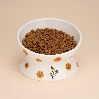 China SHURUI PET Stocked Tilted Cat Food Bowls Ceramic Pet Food Bowls Self-Emmitting Raised Raised Bowl for sale