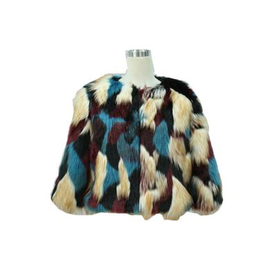 China Viable Fashionable OEM Service Customized Popular Faux Fur Winter Women O-Neck Colorful Warm Short Plush Jacket for sale