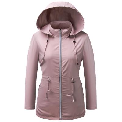 China 100% Polyester Breathable Fashionable Windproof Custom OEM Windproof Anorak Jacket Ladies Hooded Ditch Coat Women for sale