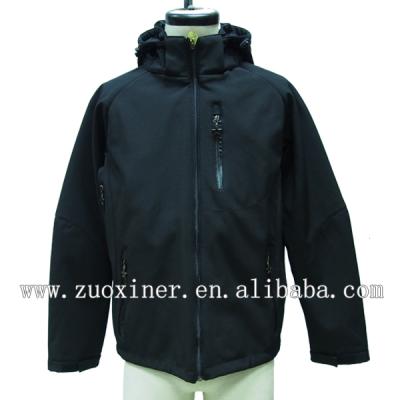 China Durable Nylon Cotton Striped Anorak Mens Black Coat Jacket With Hood for sale