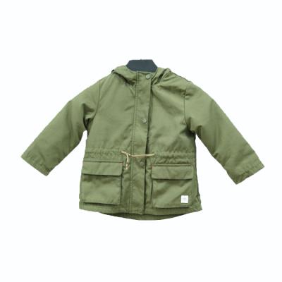 China Winter Sustainable Anorak Polyester Warm Outdoor Kids Hooded Army Green Jacket for sale