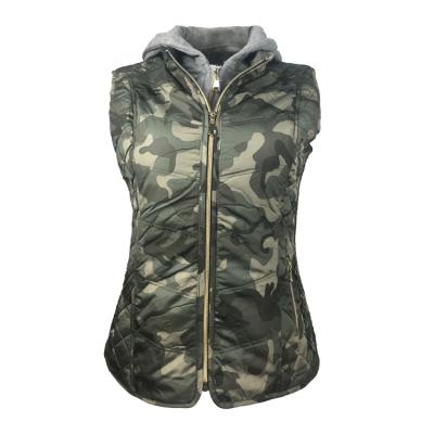 China Custom Viable Hot Selling High Quality Camouflage Ladies Jacket Vest With Hooded for sale