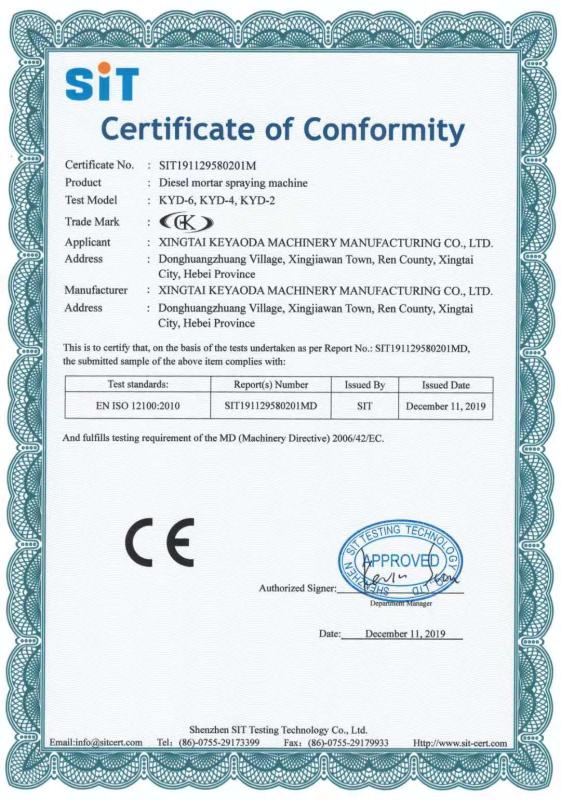 CE - Xingtai Keyaoda Machinery Manufacturing Co., Ltd.