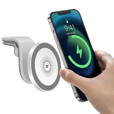 China Simple Color No Pattern New Magnetic Car 15W Wireless Charger Holder For iPhone Safe Magnetic Series Fast Car Charging Auto Phone Holder for sale