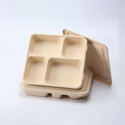 China GCG biodegradable fast food multi compartments Microwavable container disposable takeaway lunch box for sale