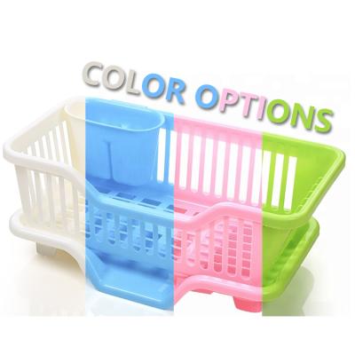 China GCG Sustainable Plastic Kitchen Dish Drying Rack Dish Rack With Drying Tray for sale