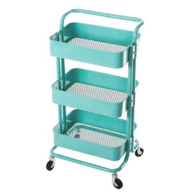 China 3 Tiers GCG Powder Coating Kitchen Home Steel Bathroom 3 Tiers Storage Cart Organizer Cart for sale