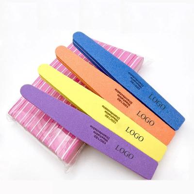 China Eco-Friendly Eco-Friendly Half Moon Shape Logo Printed Manicure Nail File Customized by Mini Finger File Nail Disposable 100/180 Professional for sale