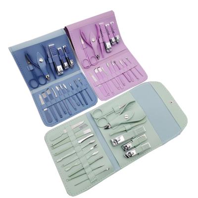 China Daily Nail Care Factory Professional Stainless Steel Nail Sets Beauty Manicure Candy Color 16pcs Manicure Pedicure Tool Kit Manufacturers for sale