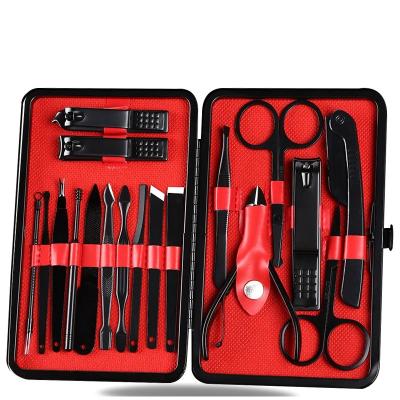 China Daily Nail Care Tools OEM Stainless Steel Black Toenail Clipper Set Professional Toenail Clipper Grooming Tool 18pcs Inveterate for sale