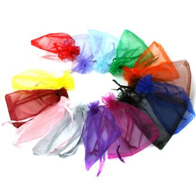 China Organza Gift Bags Packaging Pouch Eco-friendly Material Jewelry Mesh Organza Gift Drawstring Bag Sheer With Custom Logo for sale