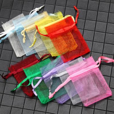 China Custom Print Organza Bags Jewelry Drawstring Sheer Organza Gift Bags Eco-Friendly Material For Wedding Party Christmas Gifts Candy for sale