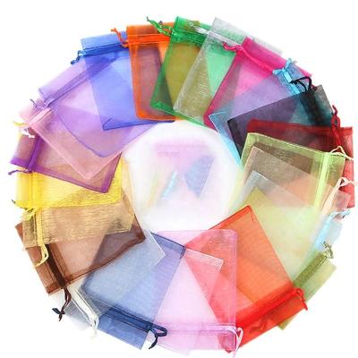 China Quick Delivery 24 Colors Organza Drawstring Material Eco-friendly Mesh Drawstring Organza Eco Bag Pouch For Wedding Party Favors Gift Organza Bags for sale