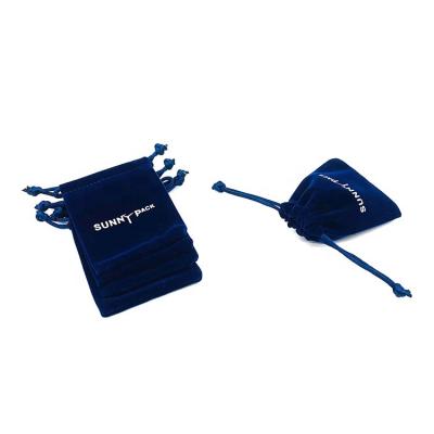 China Free Sample High End Durable Fine Weaving Drawstring Bag Solid Colored Royalblue Jewelry Pouch For Gifts for sale