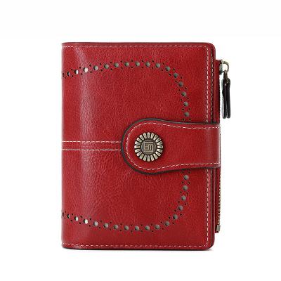 China Hot Selling Style Ladies RFID Long Wallet Brand PU Cavity Women Low Price Luxury Leather Short Wallets for sale