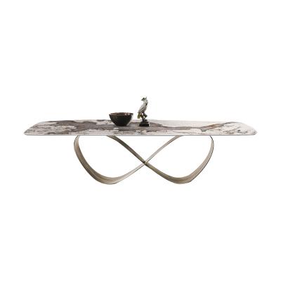 China Luxury Dining Table (Other) Good Quality Modern Adjustable Stainless Steel Base Set For Living Room for sale